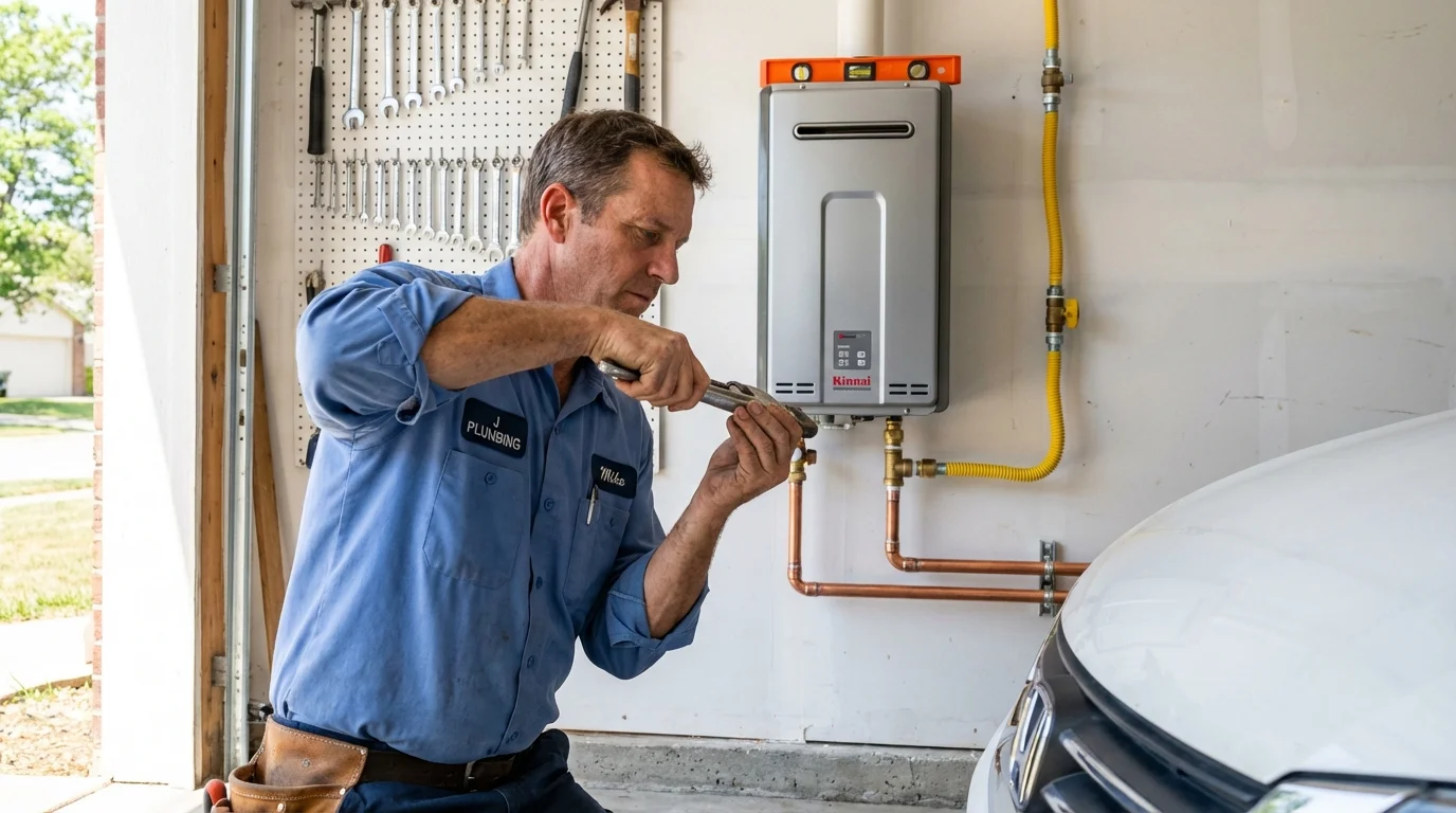 Tankless water heater installation by a Johns Plumbing LLC plumber in Stevensville
